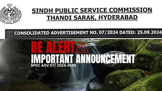 Important Announcement SPSC Adv 072024 Complete Guidelines for Applicants adv072024 spsc job [upl. by Berne]