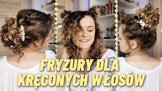 PROSTE FRYZURY DLA KRĘCONYCH WŁOSÓW NA WESELE STUDNIÓWKĘ [upl. by Ettenom32]