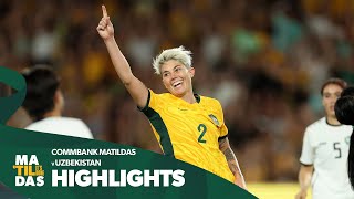 CommBank Matildas v Uzbekistan  Highlights  Paris 2024 Asian Qualifier [upl. by Nesyaj]