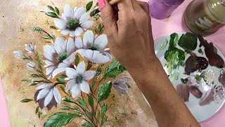 🎨Aprende a Pintar Flores con acrílico Fácil Rápido y muy elegante [upl. by Arries]