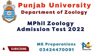 MPhilMS Zoology Admission Test Punjab University  PU MPhil Zoology Test  MPhil Zoology Test 2022 [upl. by Kristal]