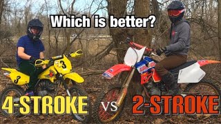 125 4 STROKE VS 125 2 STROKE Jumps Drag Races Time Trials [upl. by Amaleta]