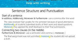 Moreover Furthermore amp In addition 3 Sentence Structure amp Punctuation [upl. by Elly]