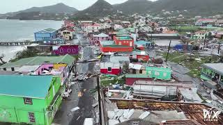 Hurricane Beryl Drone video from Carriacou Grenada after category 4 slams island [upl. by Launame951]