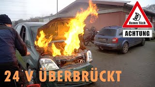 Auto mit 24 V überbrücken  Maggi statt Motoröl  Dumm Tüch [upl. by Eniawtna]