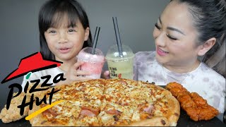 Pizza Hut Mukbang Hawaiian Pizza with Salt amp Pepper amp HOT Wingerz Mukbang  NE Lets Eat [upl. by Munafo]