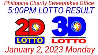 5PM LOTTO DRAW RESULT January 2 2023 2D 3D LOTTO [upl. by Nysilla]