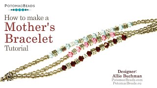 Mothers Bracelet DIY Jewelry making Tutorial by PotomacBeads [upl. by Ardnovahs]