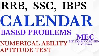 PROBLEMS ON CALENDAR  NUMERICAL ABILITY FOR COMPETITIVE EXAMS [upl. by Svend]