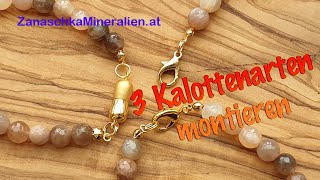 3 Arten von Kalotten auf Perlgarn montieren Schmuck selber machen DIY [upl. by Nelhsa789]