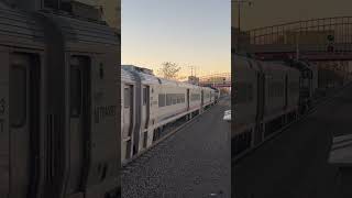 NJT 1319 pulls out of Secaucus with NJT 4100 leading amp a horn salute [upl. by Ayarahs]