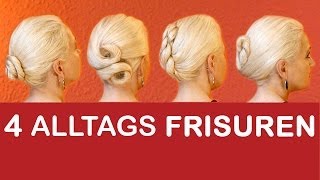 4 schnelle Alltags Frisuren einfach selber machen  mittel amp lange Haare  Arbeit  Uni  Schule [upl. by Dnalyram]