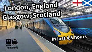 London England  Glasgow Scotland by intercity high speed train Avanti West Coast Great Britain [upl. by Yanej937]