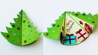 DIY Christmas Pop Up Card  How To Make Christmas Greeting Cards  Christmas Tree Card [upl. by Riatsila]