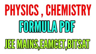 PHYSICS FORMULAS CHEMISTRY FORMULAS EAMCET 2019 FORMULAS [upl. by Nodarse]