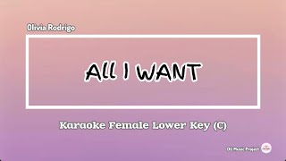 All I Want  Olivia Rodrigo Karaoke Lower Key of C [upl. by Godding497]