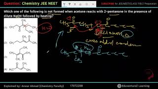 Which one of the following is not formed when acetone reacts with 2pentanone in the presence of dil [upl. by Stearn564]