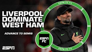 FULL REACTION Liverpool advance to Carabao Cup Semifinal after 51 win vs West Ham 👀  ESPN FC [upl. by Skurnik]