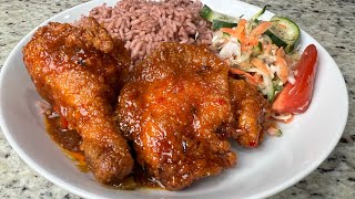 Jamaican Sunday dinner vlog fried chicken and rice and peas highly requested [upl. by Adnahcir667]