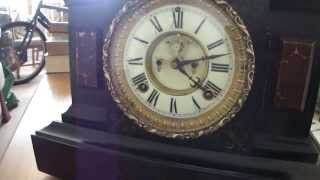 Ansonia VENICE lion head mantle clock with a lovely open escapement [upl. by Dredi]