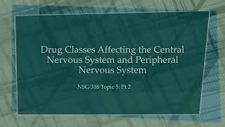 Topic 5 SU24 Drugs Affecting the Central Nervous System and Peripheral Nervous System [upl. by Silma289]