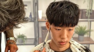 A Textured Fringe Haircut with Low Taper Fade Tik Tok Haircut [upl. by Benyamin]