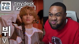 V of BTS Tiny Desk Korea VERY Excited Reaction [upl. by Hajar]