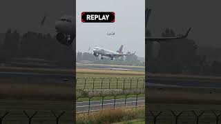 Damp day delight Greek A320neo BUTTER Landing in Belgium [upl. by Tobi849]