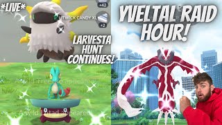 ✨Yveltal Raid Hour In Pokemon Go Larvesta Shiny Hunt Continues and More In Pokemon Go✨ [upl. by Stephannie]