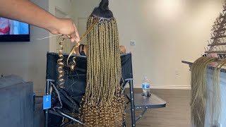 HOW TO EXTRA LONG BOX BRAIDS WITH CURLY ENDS  WAISTLENGHTBOXBRAIDS [upl. by Natsud384]