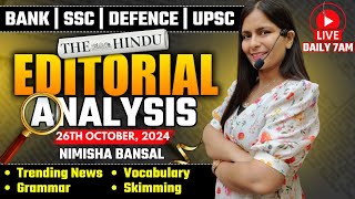 Editorial Analysis  26th October 2024  Vocab Grammar Reading Skimming  Nimisha Bansal [upl. by Fital]