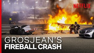 Grosjeans Insane Fireball Crash  Formula 1 Drive To Survive S3  Netflix [upl. by Atinomar715]