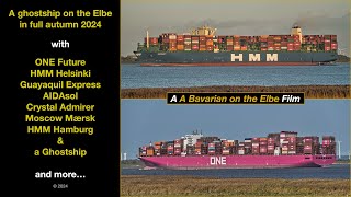 A ghost ship on the Elbe in Germany in full autumn 2024 With ONE Future HMM Helsinki and more [upl. by Castara]