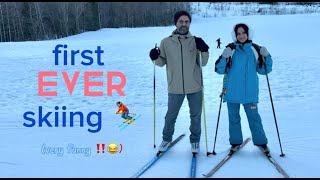 ⛷️🏔️Very Funny Video  First Ever Skiing Experience for Maryam Fatima amp Family  Oslo Norway 2024 [upl. by Yluj]