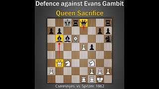 Defence against Evans Gambit  Queen Sac  Cseresnyes vs Spitzer 1862 [upl. by Yeh118]