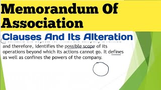 Memorandum Of Association Company Law Bcom 2nd Year in Hindi  Meaning Clauses And Its Alteration [upl. by Nievelt]