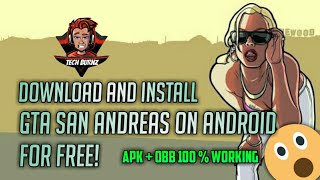 Download and install GTA San Andreas on Android for free Apk  obb 100  working [upl. by Auhel]