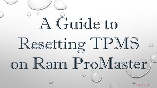 A Guide to Resetting TPMS on Ram ProMaster [upl. by Arutak81]