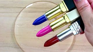 Lipstick slimeMakeup slimeSatisfying slime coloring with lipstickamplip balm ASMR [upl. by Allx]