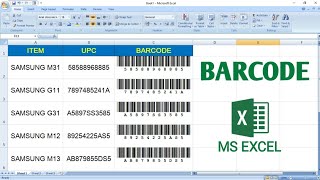 How to Create Barcode in Excel  Barcode in Excel [upl. by Anehc]