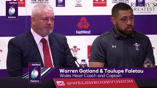 Warren Gatland and Taulupe Faletau after Wales victory over Italy  NatWest 6 Nations [upl. by Alecia492]