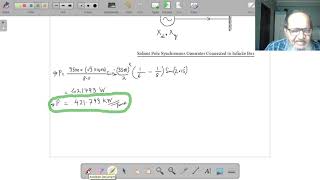 20211 Numerical on Synchronous Machines Data of a Salient Pole Generator Operating under Specified [upl. by Adnawat]