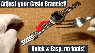 How to Adjust  Resize Casio Bracelet  Watch Band A158W A168W etc [upl. by Berthe]