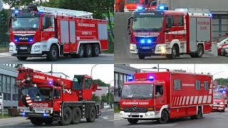 GTLF besetzt KRAN FEUERWEHR ESSEN  ELW2 Höhenretter amp MEHR  Einsatzfahrten der Feuerwache 1 [upl. by Ecinaej]