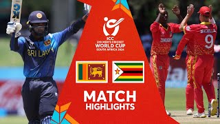 Sri Lanka v Zimbabwe  Match Highlights  U19 CWC 2024 [upl. by Erised]