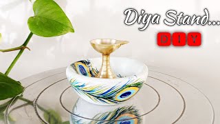 Wall putty diya stand  Wall putty diy craft  home decor with white cement [upl. by Idonna]