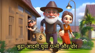 बूढ़ा आदमी युवा पत्नी और चोर  Moral stories for kids  Hindi Kahaniya [upl. by Heringer406]