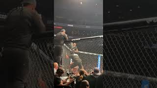 Octagon side reaction to Jon Jones knocking out Stipe Miocic ufc shorts mma [upl. by Ynavoeg]