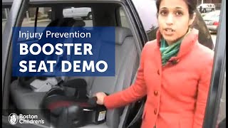 Booster Seat Demonstration  Injury Prevention  Boston Childrens Hospital [upl. by Neomah]