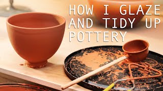 How I Glaze and Tidy up my Pots Ready for Firing in the Kiln [upl. by Huntingdon184]